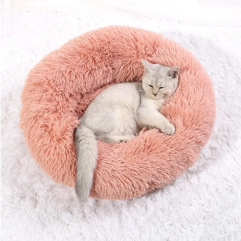 Super Soft Round Pet Bed: Long Plush Dog House for Large and Medium Dogs, Winter Warm Sleeping