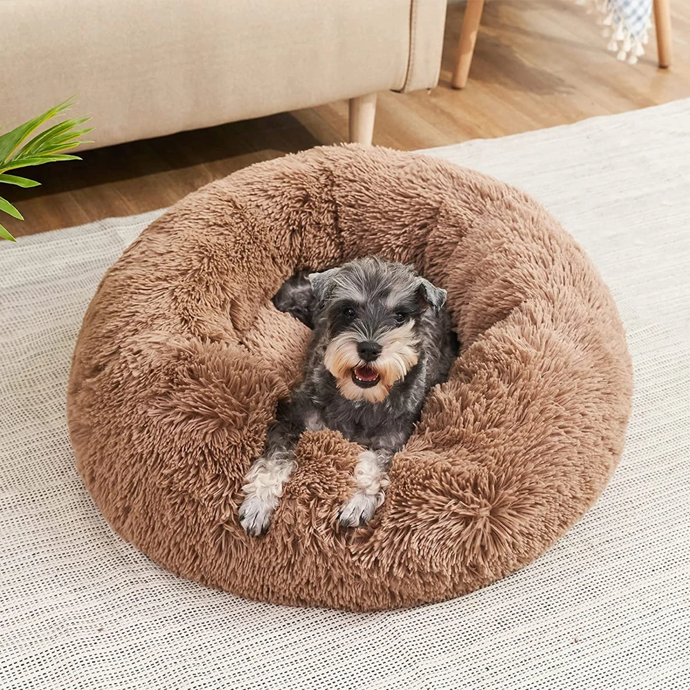 Super Soft Round Pet Bed: Long Plush Dog House for Large and Medium Dogs, Winter Warm Sleeping