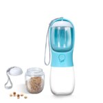Portable 2-in-1 Pet Travel Water Bottle: 300ml Capacity with Food Dispenser, Food Grade Material