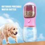 Portable 2-in-1 Pet Travel Water Bottle: 300ml Capacity with Food Dispenser, Food Grade Material