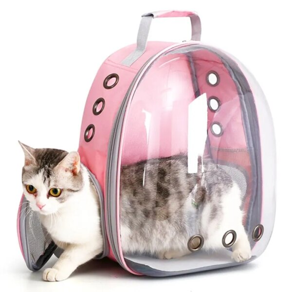 68628-ebozey.jpg Transparent Capsule Bubble Pet Backpack: Breathable Carrier for Small Animals, Ideal for Travel