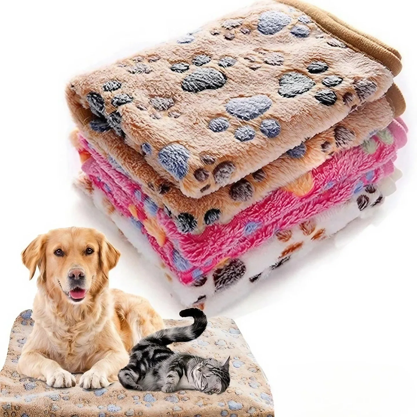 Soft Fluffy Pet Blanket: High Quality, Cute Cartoon Pattern, Warm and Comfortable for Cats and Dogs