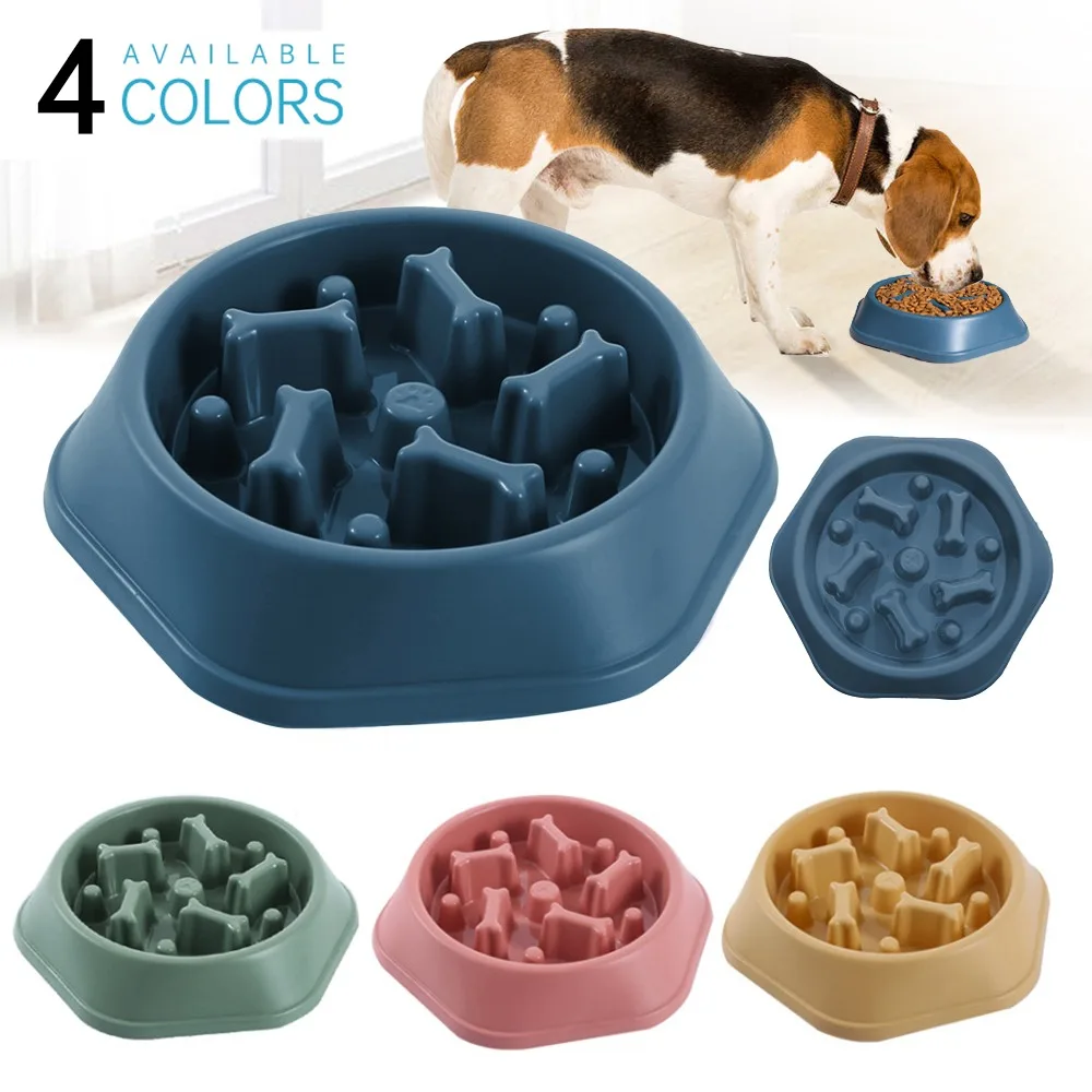 New Pet Dog Feeding Food Bowl: Slow Down Eating Feeder Dish, Prevents Obesity, Food Storage