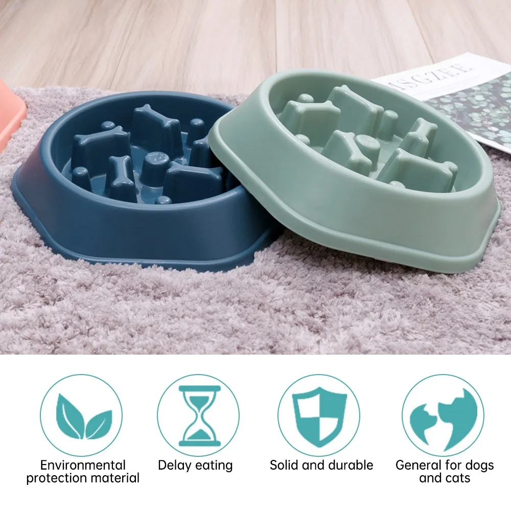 New Pet Dog Feeding Food Bowl: Slow Down Eating Feeder Dish, Prevents Obesity, Food Storage