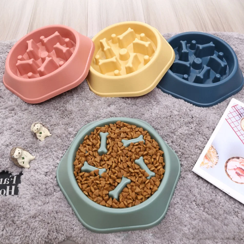 New Pet Dog Feeding Food Bowl: Slow Down Eating Feeder Dish, Prevents Obesity, Food Storage