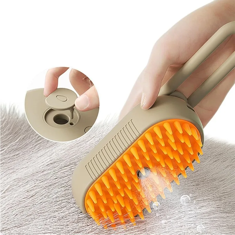 Electric Spray Cat and Dog Brush: 3-in-1 Steamer Brush for Pet Grooming, Massaging, and Removing Tangled and Loose Hair