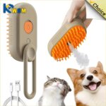 Electric Spray Cat and Dog Brush: 3-in-1 Steamer Brush for Pet Grooming, Massaging, and Removing Tangled and Loose Hair