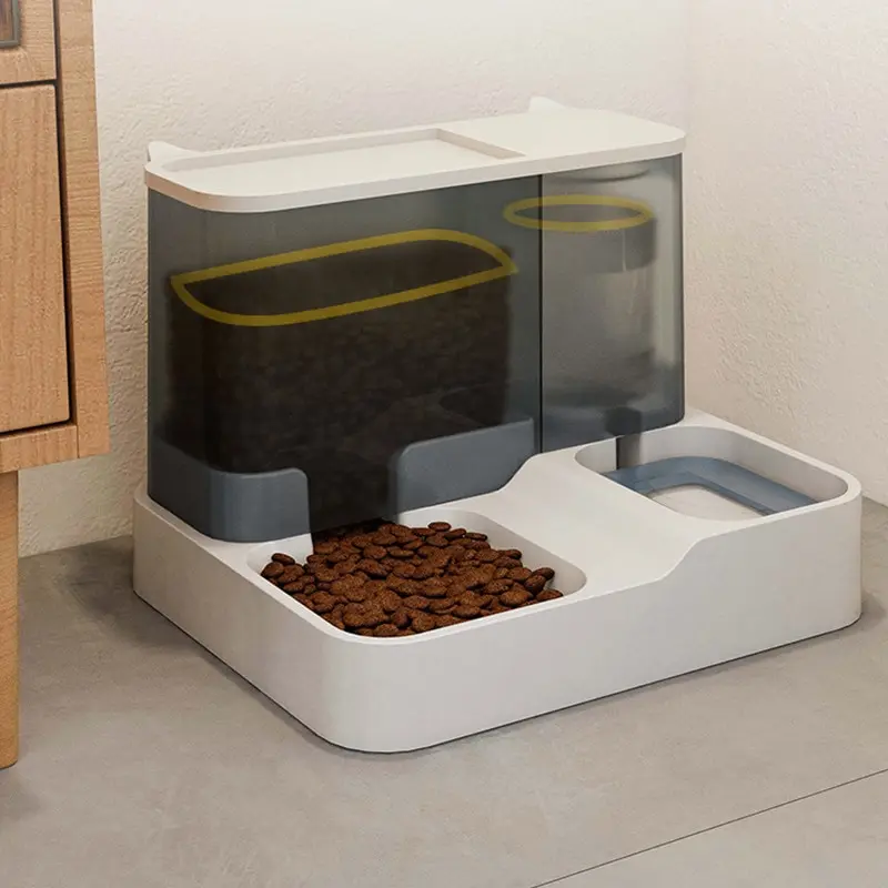 Large Capacity Automatic Pet Food Dispenser: Wet and Dry Separation Drinking Water Bowl, Dog Food Container