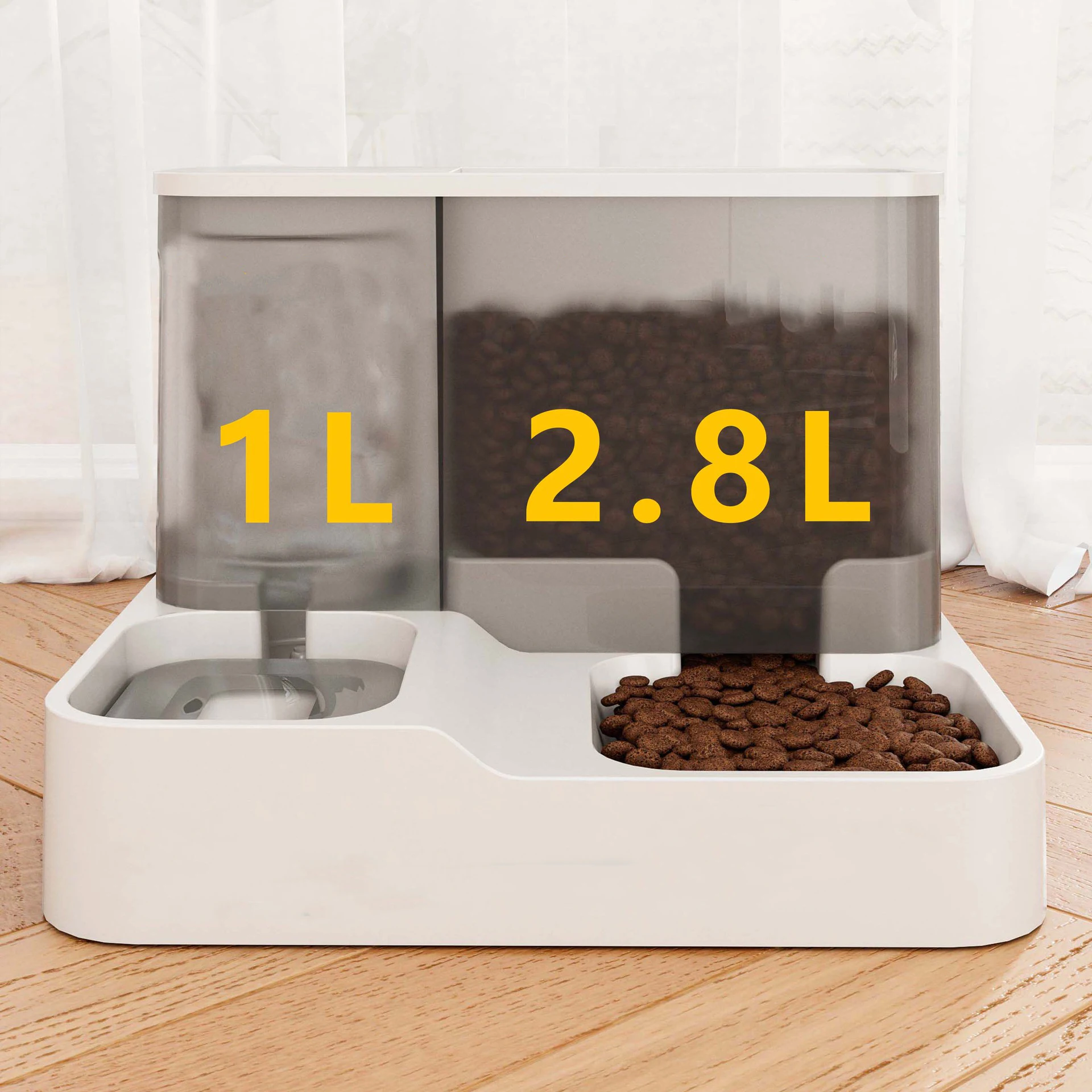 Large Capacity Automatic Pet Food Dispenser: Wet and Dry Separation Drinking Water Bowl, Dog Food Container