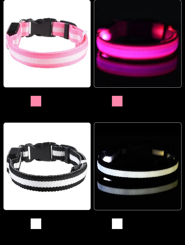 Fluorescent Nylon LED Dog Leash: Night Safety Flashing Glow Collar