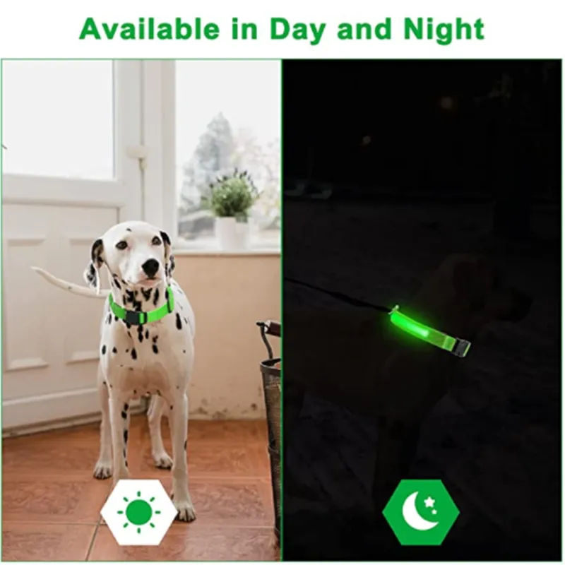 Adjustable LED Glowing Dog Collar: Flashing Rechargeable Luminous Collar for Night Safety