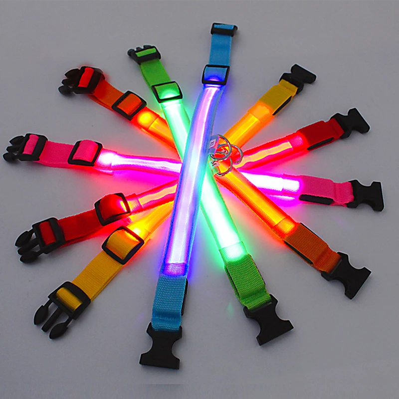 Adjustable LED Glowing Dog Collar: Flashing Rechargeable Luminous Collar for Night Safety