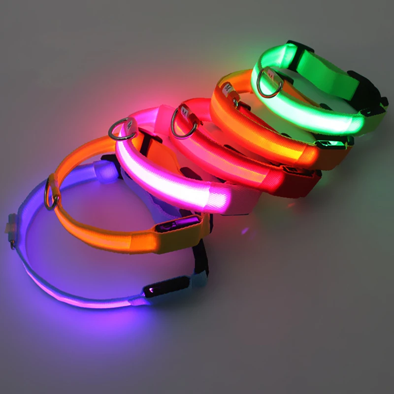 Adjustable LED Glowing Dog Collar: Flashing Rechargeable Luminous Collar for Night Safety