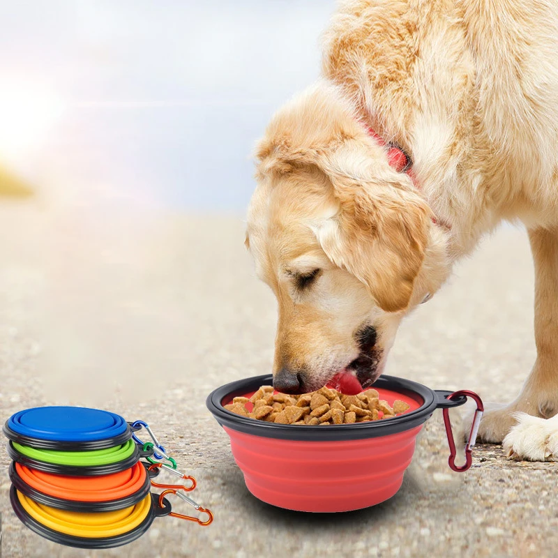 350ml Collapsible Dog Pet Folding Silicone Bowl: Portable Outdoor Travel Puppy Food Container Feeder Dish