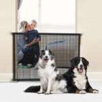 Folding Breathable Mesh Pet Playpen: Dog Safety Fence with 4Pcs Hook Isolated Network Stairs Gate