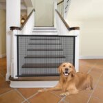 Folding Breathable Mesh Pet Playpen: Dog Safety Fence with 4Pcs Hook Isolated Network Stairs Gate