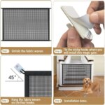 Folding Breathable Mesh Pet Playpen: Dog Safety Fence with 4Pcs Hook Isolated Network Stairs Gate