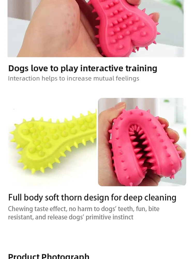 Pet Chew Toy: Soft Rubber Bone Shape, Bite-Resistance, Teeth Grinding, Training Toy for Small Dogs