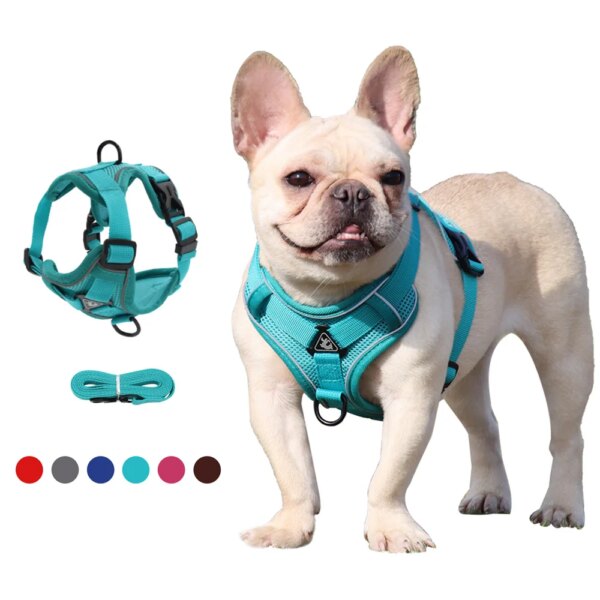 69515-mljq3h.jpg Reflective No-Pull Dog Harness Set: Adjustable Vest Strap with 1.5m Traction Leash, Breathable for Dogs, Puppies, and Cats