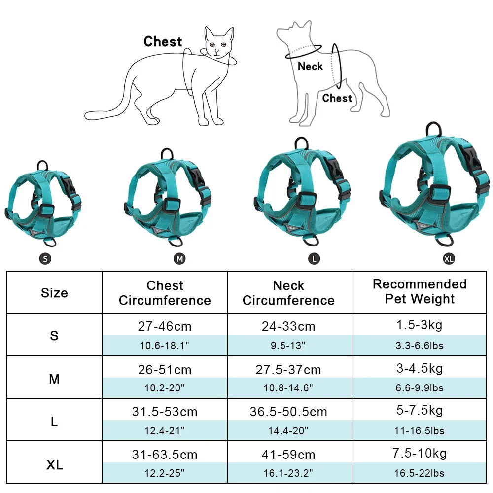 Reflective No-Pull Dog Harness Set: Adjustable Vest Strap with 1.5m Traction Leash, Breathable for Dogs, Puppies, and Cats