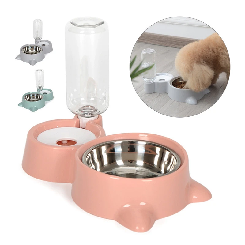 New 2-in-1 Automatic Cat Bowl Water Dispenser: Pet Food Container with Waterer, Convenient Feeder and Waterer