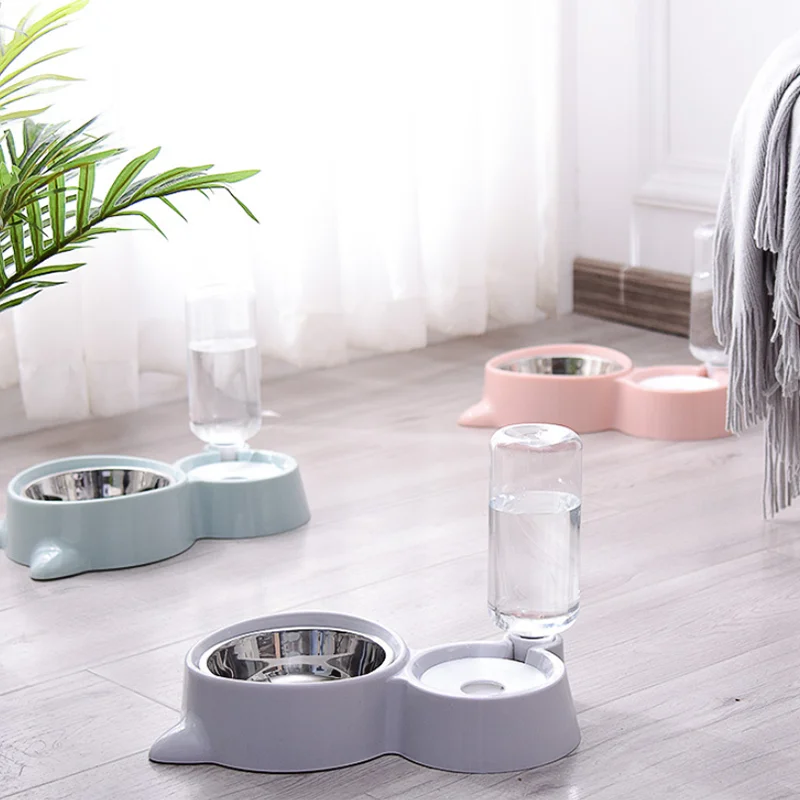 New 2-in-1 Automatic Cat Bowl Water Dispenser: Pet Food Container with Waterer, Convenient Feeder and Waterer