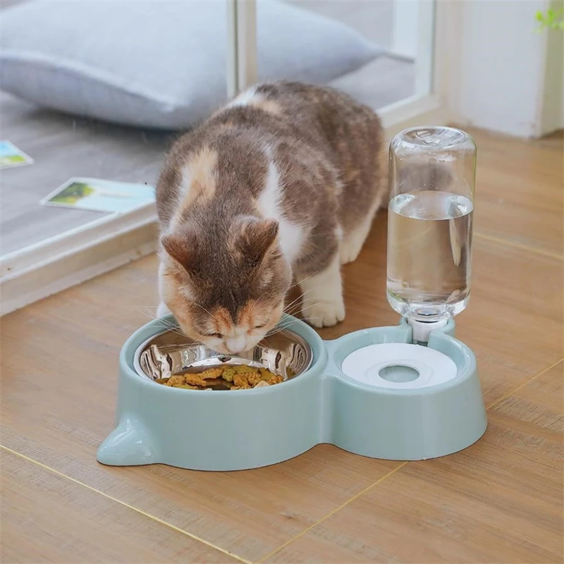 New 2-in-1 Automatic Cat Bowl Water Dispenser: Pet Food Container with Waterer, Convenient Feeder and Waterer