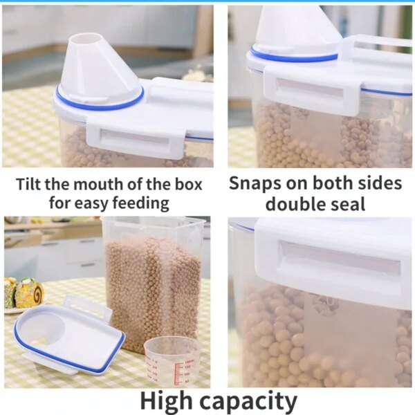 1.5kg/2kg Plastic Pet Food Storage Tank: Moisture-proof Sealed Jar with Measuring Cup