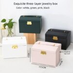 Multi-Functional Three-Layer Leather Jewelry Box: Drawer Style, Earrings Lock Jewelry Box