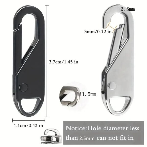 69924-deeos0.jpg 10 Pcs Zipper Slider Puller: Instant Zipper Repair Bag Replacement Buckles for Travel Bags, Suitcases, DIY Sewing Craft