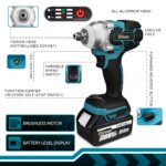Gisam 520N.M Brushless Electric Impact Wrench: Cordless 1/2 inch Electric Wrench for Makita 18V Battery Power Tools