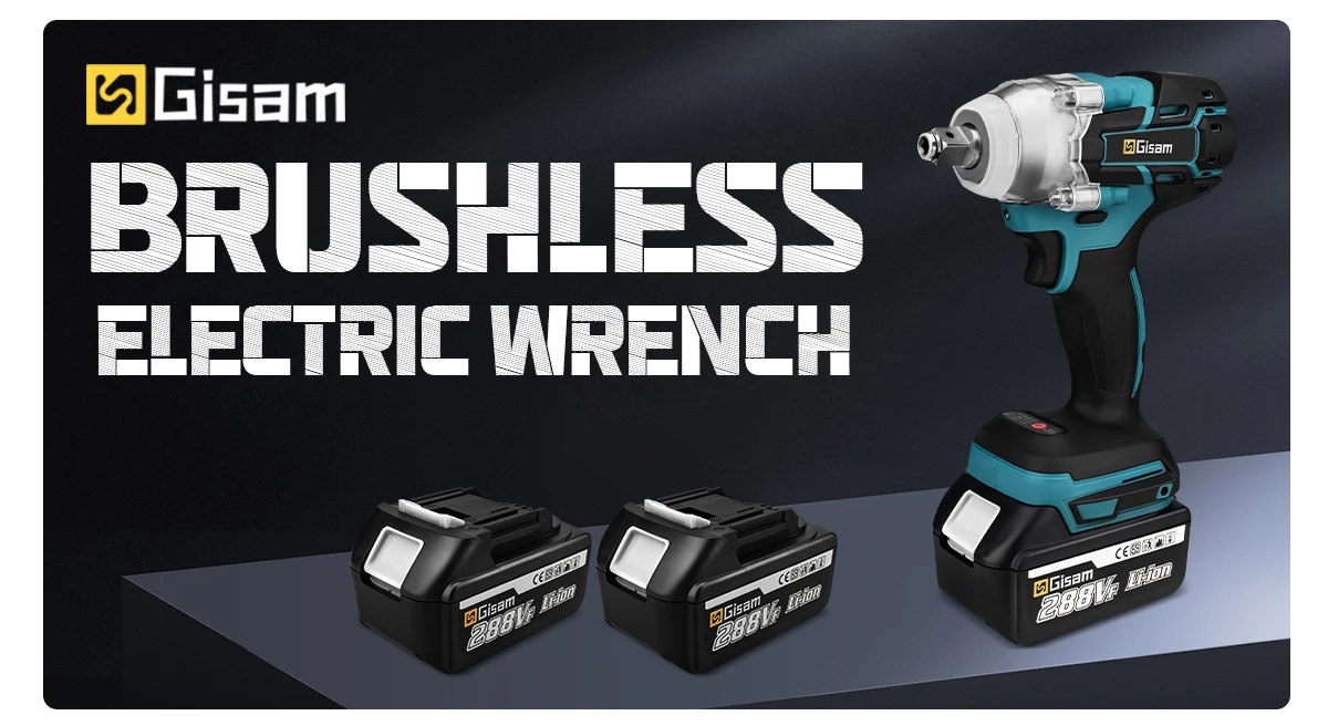 Gisam 520N.M Brushless Electric Impact Wrench: Cordless 1/2 inch Electric Wrench for Makita 18V Battery Power Tools