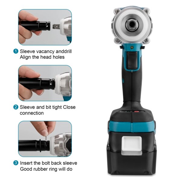 Gisam 520N.M Brushless Electric Impact Wrench: Cordless 1/2 inch Electric Wrench for Makita 18V Battery Power Tools