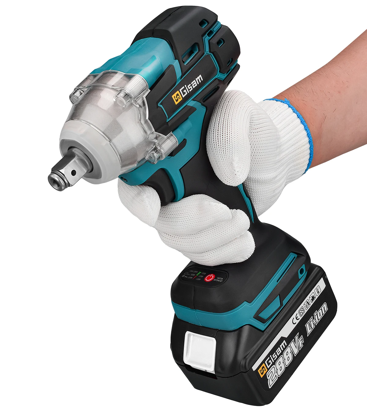 Gisam 520N.M Brushless Electric Impact Wrench: Cordless 1/2 inch Electric Wrench for Makita 18V Battery Power Tools