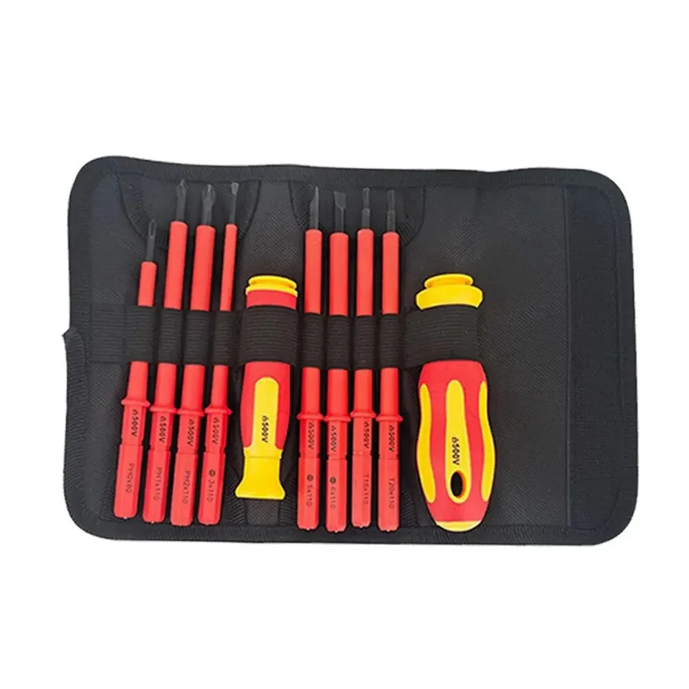 10PCS Insulated Screwdriver Set: Interchangeable Plum Blossom Head and Slotted Head