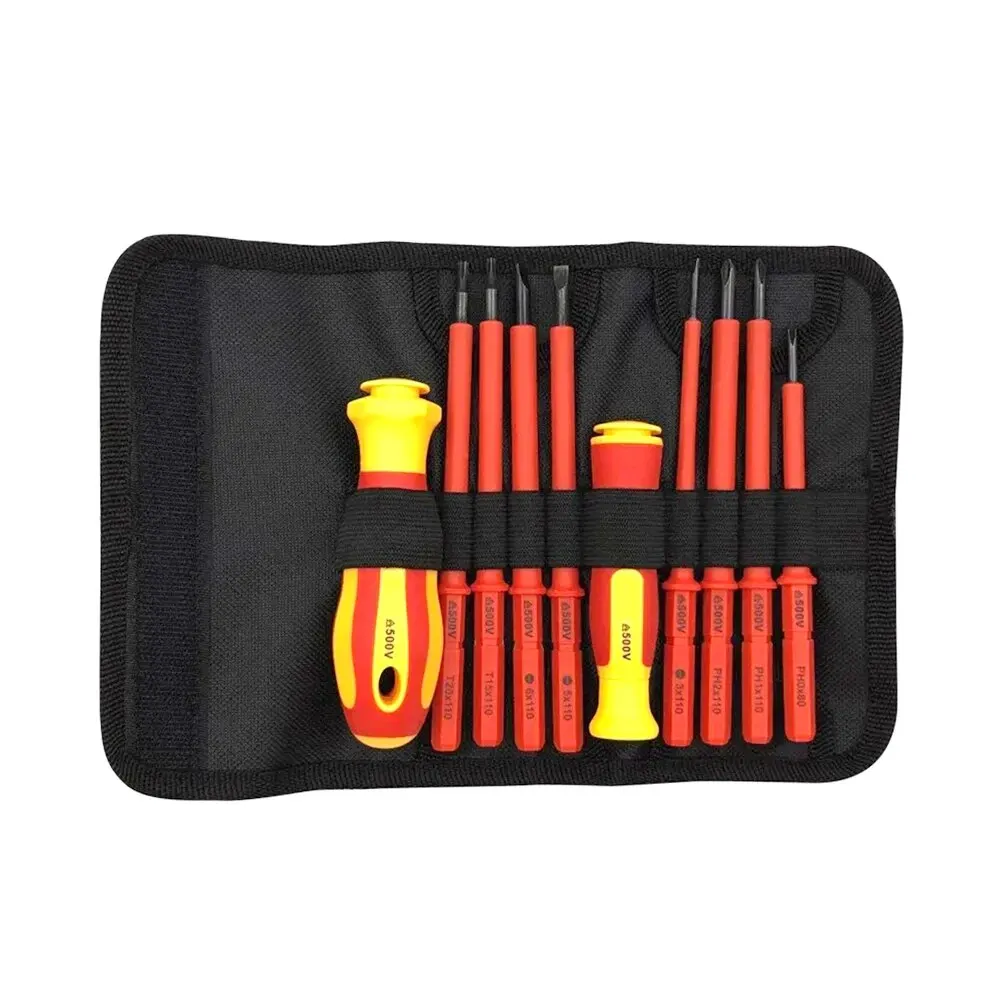 10PCS Insulated Screwdriver Set: Interchangeable Plum Blossom Head and Slotted Head