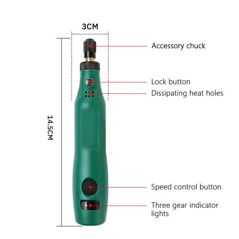 Electric Micro Grinder: Charging Carving, Peach Core Grinding, Word Polishing, Small Drill