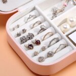 Portable Jewelry Box: Button Leather Storage Zipper Travel Jewelry Organizer Display Case