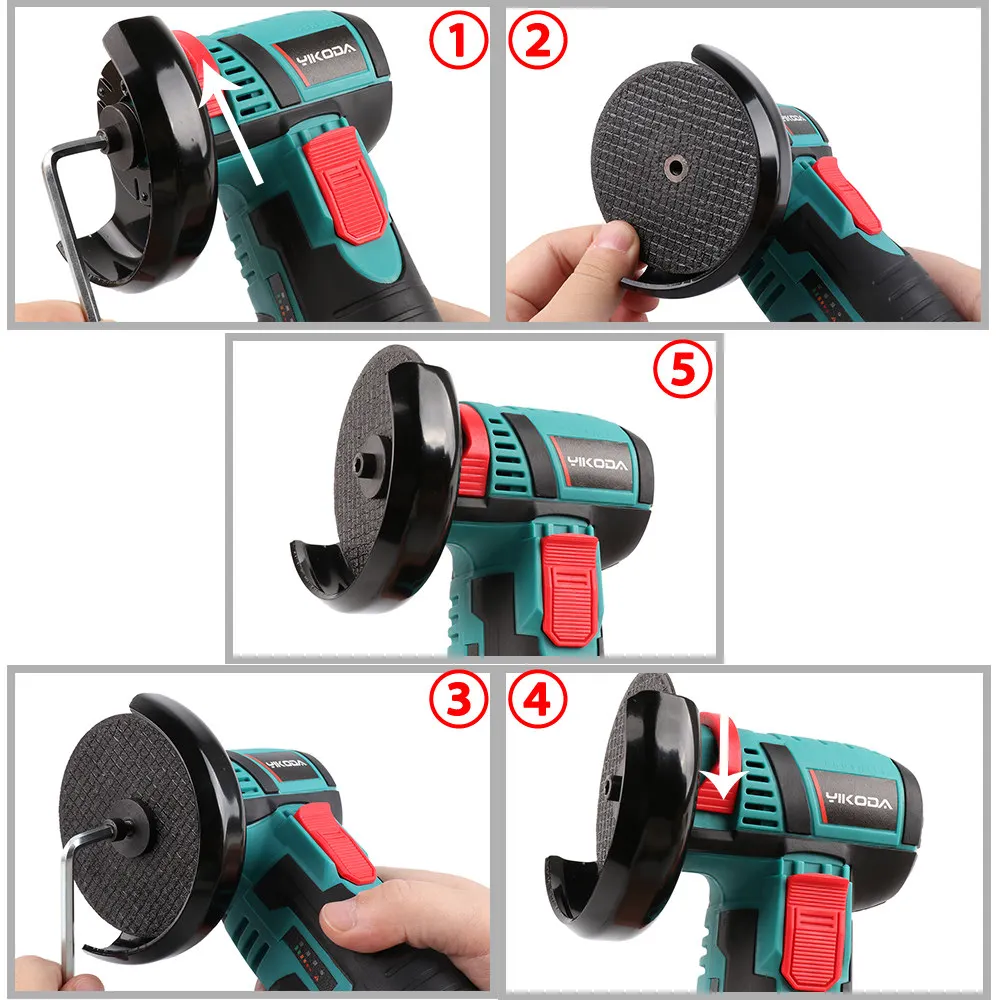 YIKODA Mini 12V Brushless Angle Grinder: Cordless Polishing Grinding Machine, Diamond Cutting DIY Power Tools