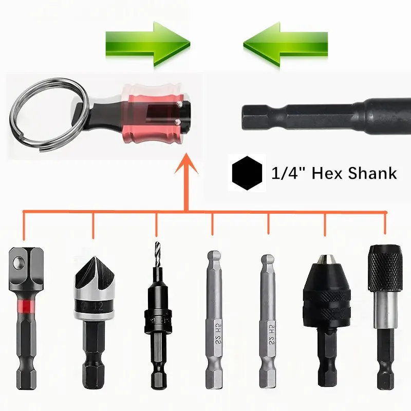 Upgrade, Push to Unlock, Hex Shank Bits Holder: Lightweight 12pcs Set