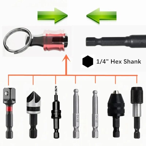 Upgrade, Push to Unlock, Hex Shank Bits Holder: Lightweight 12pcs Set