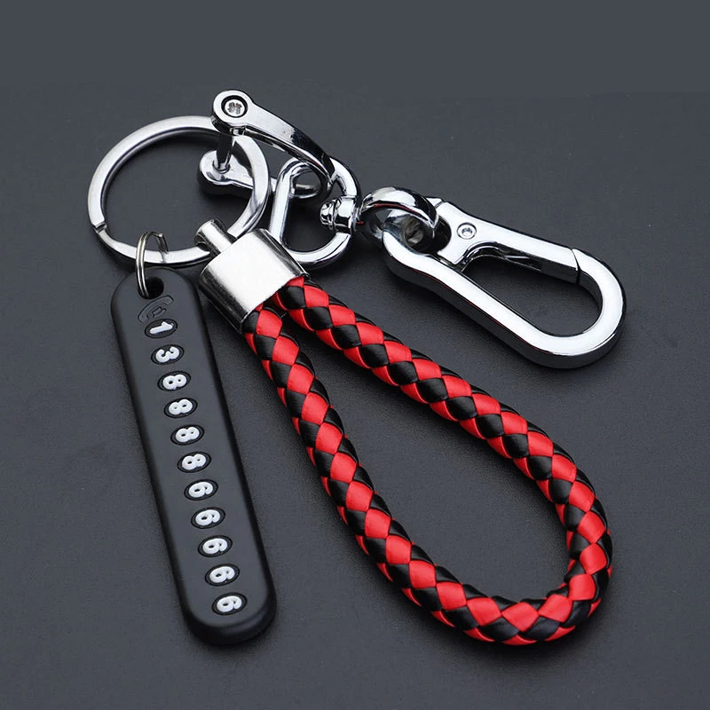 Anti-lost Car Keychain: Leather Braided Rope