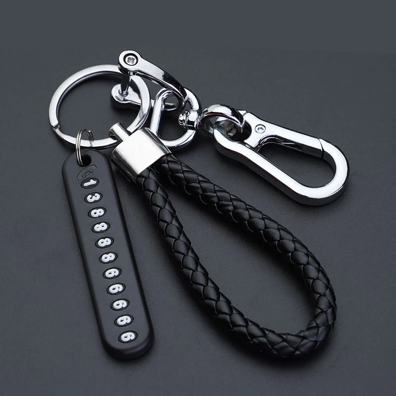 Anti-lost Car Keychain: Leather Braided Rope