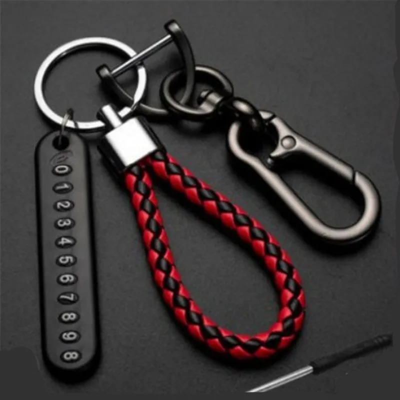 Anti-lost Car Keychain: Leather Braided Rope