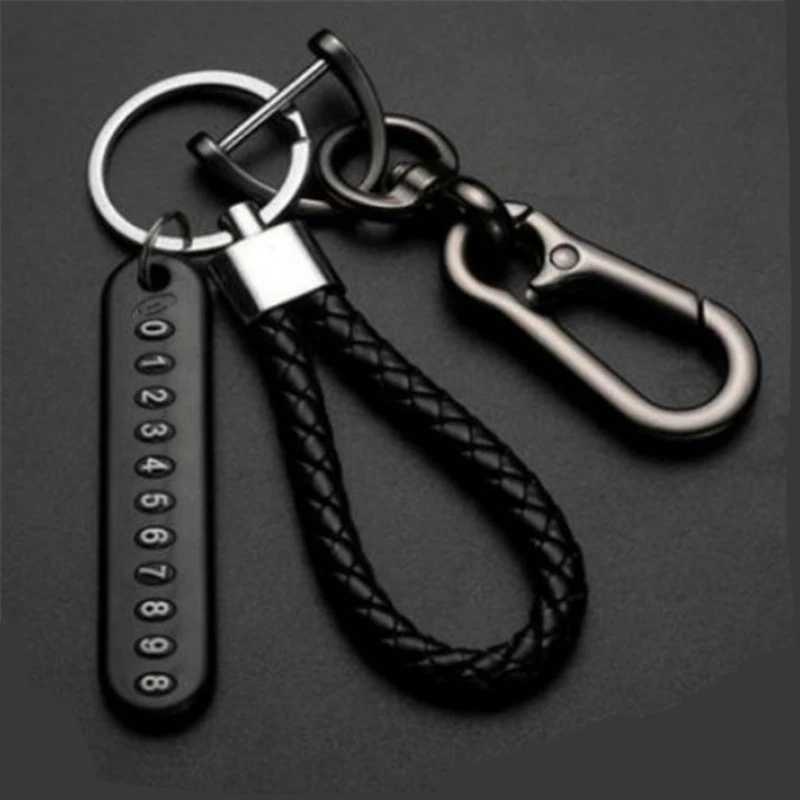 Anti-lost Car Keychain: Leather Braided Rope