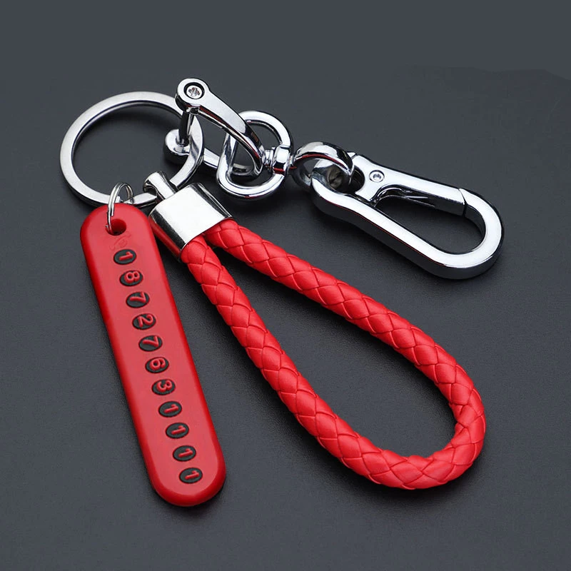 Anti-lost Car Keychain: Leather Braided Rope