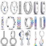 Women Original Charm Moon and Stars Sterling Silver Earrings