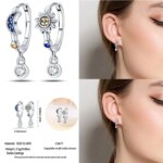 Women Original Charm Moon and Stars Sterling Silver Earrings