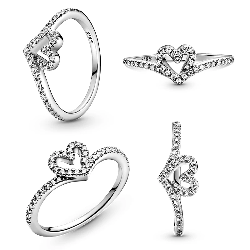 Authentic Princess Tiara Crown Ring: Sparkling Love Heart, 925 Silver