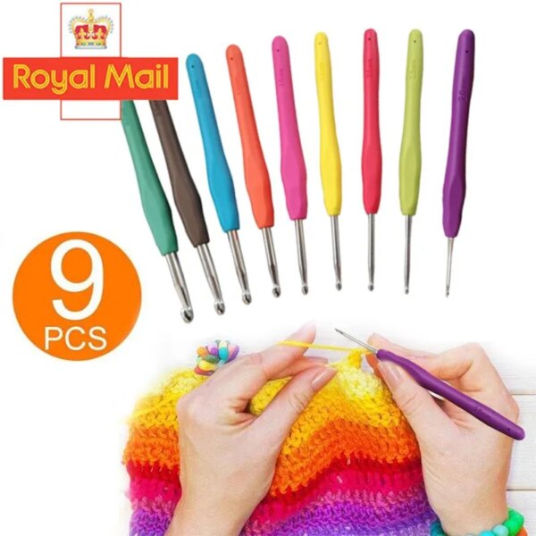 70738-w1jw0x.jpg 9pcs Knitting Tool Set: Soft Handle Aluminum Needles